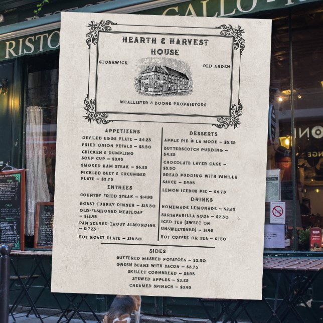 Menu Vintage Dining Old‑Time Restaurant  (Criador carregado)