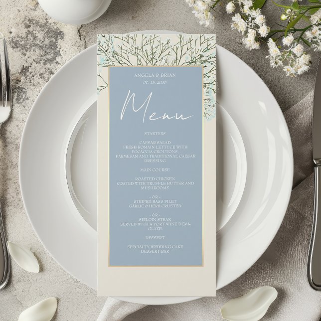 Menu Vintage Dusty Blue Wedding (Criador carregado)