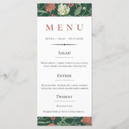 Menu Vintage English Floral Pattern Wedding