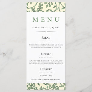Menu Vintage English Green Ivy Pattern Wedding