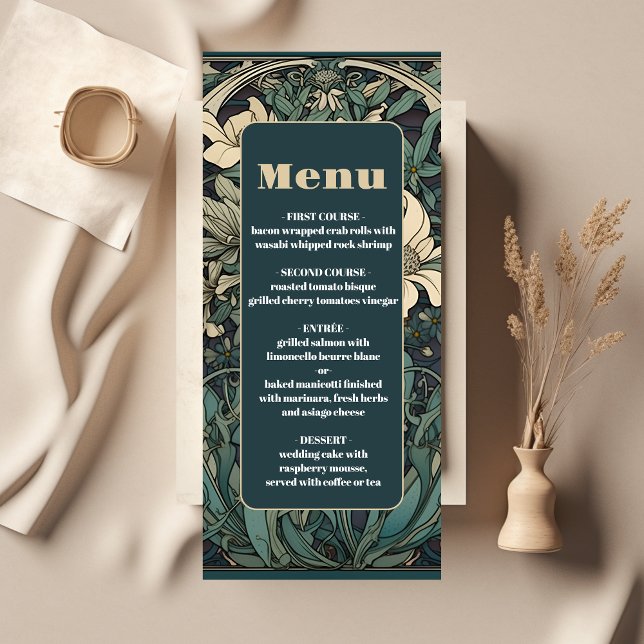 Menu Vintage Floral Art Nouveau Wedding (Criador carregado)