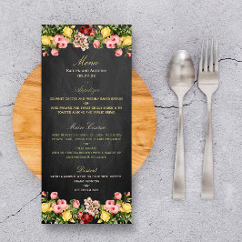 Menu Vintage Floral Chalkboard Wedding