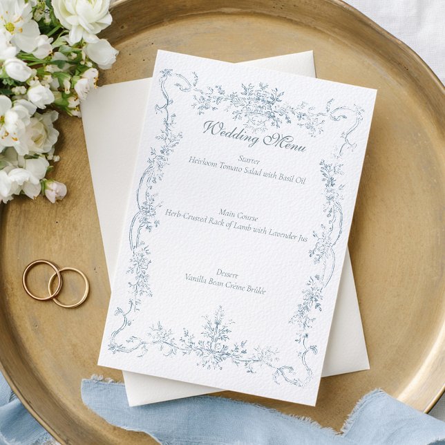 Menu Vintage French Blue Wedding Frame (Criador carregado)