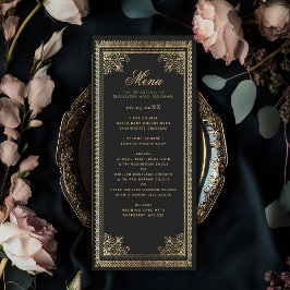 Menu Vintage Gothic Dourado Casamento Vitoriano