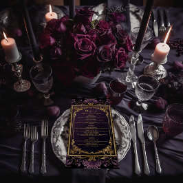 Menu Vintage Gothic Purple e Casamento Dourado