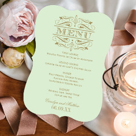 Menu Vintage Green Antique Flourish Weding