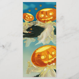 Menu Vintage Halloween Pumpkin Fantasmas e Gatos Negros
