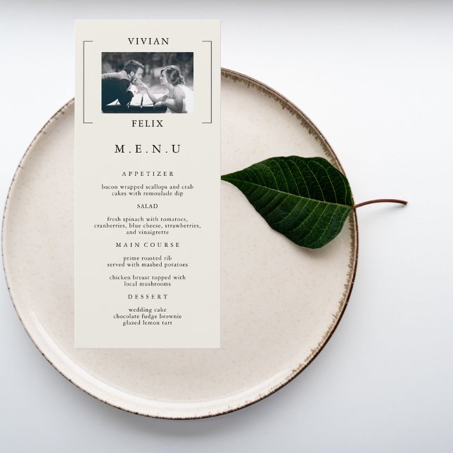 Menu Vintage Na moda Photo Wedding (Criador carregado)
