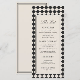 Menu Vintage Old Money Preppy Checkered Retro Wedding