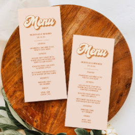 Menu Vintage Orange Yellow Retro 70s Boho Wedding
