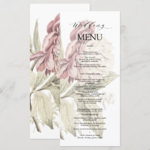 Menu Vintage Peony Botanical Fine Art Weding
