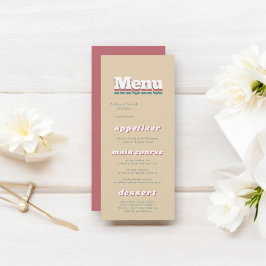 Menu Vintage Retro 70s Groovy Modern Wedding