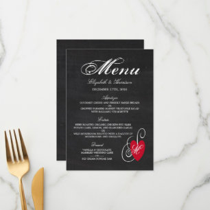 Menu Vintage Rico Heart - Casamento Chalkboard