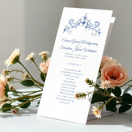Menu Vintage Romance Blue Wedance Program Card