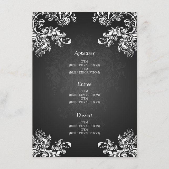 Menu Vintage Swirls 2 Pretos (Frente)