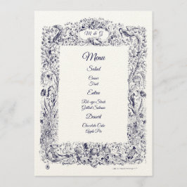 Menu Vintage Wildflower Birds & Butterflies Casamento