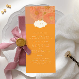 Menu Vintage Wildflower Pink Poppy Casamento