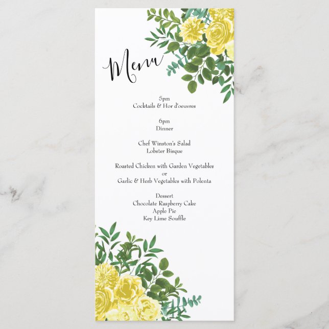 Menu Vintage Yellow Rose Wedding (Frente)