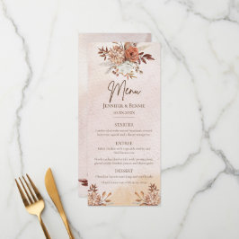 Menu Vintagem Floral Elegante Em Queda Terracotta Water