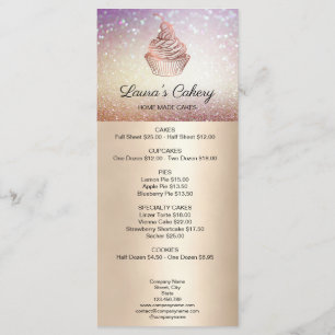 Menu Vintagem russa da padaria do Cupcake Cakes & Sweet