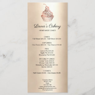 Menu Vintagem russa da padaria do Cupcake Cakes & Sweet