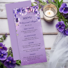 Menu Violetas Roxas Elegantes para Casamento e Aniversá