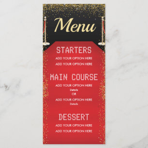 Menu VIP Pass Hollywood Red Carpet Birthday Janto