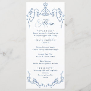 Menu Vitória Ornada Graça Floral Azul Pólen Casamento
