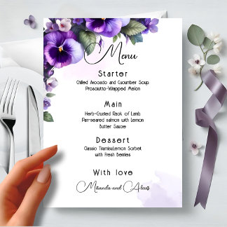 Menu Vitória Roxa e Silver Floral