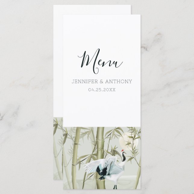 Menu Watercolor Bamboo - Grua Japonesa (Frente/Verso)