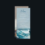 Menu Watercolor Beach Ocean Ong Casamento Monograma<br><div class="desc">Um belo oceano de praia de aquarela ondas design de casamento temático com sotaques e monogramas minimalistas. Este design é ideal para todos os Primavera, Verão, outono e Casamentos no inverno. Um elegante design de aquarela costeira num tema contemporâneo. Um design de cardápio clássico de praia com elementos modernos. Os...</div>