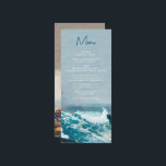 Menu Watercolor Beach Ocean Ong Casamento Monograma<br><div class="desc">Um belo oceano de praia de aquarela ondas design de casamento temático com sotaques e monogramas minimalistas. Este design é ideal para todos os Primavera, Verão, outono e Casamentos no inverno. Um elegante design de aquarela costeira num tema contemporâneo. Um design de cardápio clássico de praia com elementos modernos. Os...</div>