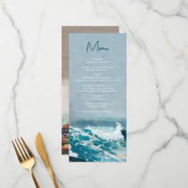 Menu Watercolor Beach Ocean Ong Casamento Monograma