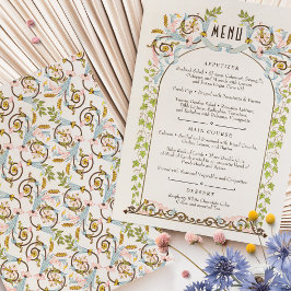 Menu Watercolor Cartão Victorian Royal Elegance