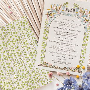 Menu Watercolor Cartão Victorian Royal Elegance