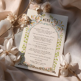 Menu Watercolor Cartão Victorian Royal Elegance