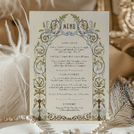 Menu Watercolor Cartão Victorian Royal Elegance