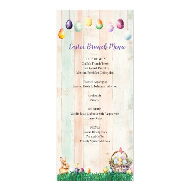Menu Watercolor Easter Egunt Party (Frente)