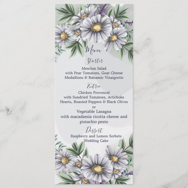 Menu Watercolor Purple Flowers (Frente)