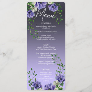 Menu Watercolor Purple Flowers