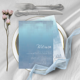 Menu Watercolor Refletions Wedding Dusty Blue ID774
