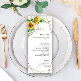 Menu Watercolor Sunflower Faux Gold Foil Frame Casament