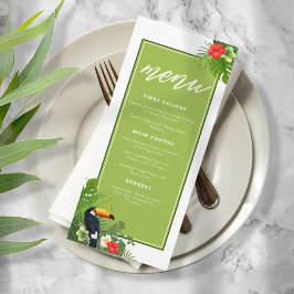 Menu Watercolor Tropical w/Toucan Wedding Green ID577