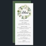 Menu Watercolor White Hydrangea Flowers Wreath Casament<br><div class="desc">Adicione um sotaque floral ao seu evento com este cartão de menu floral personalizável. Apresenta uma camada floral branca de cor aquosa,  hydrangea. Este cardápio botânico é perfeito para primavera,  verão e casamentos de jardim e outros eventos. Itens correspondentes estão disponíveis.</div>
