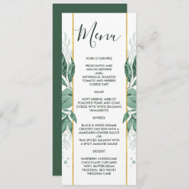 Menu Watercolor Wild Deixa Casamento Verde Caçador