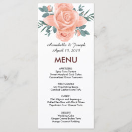 Menu watercolors Florals Modern Botanical Wedding