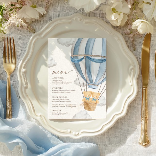 Menu We Can Bearly Wait Twins Baby Shower  (Criador carregado)