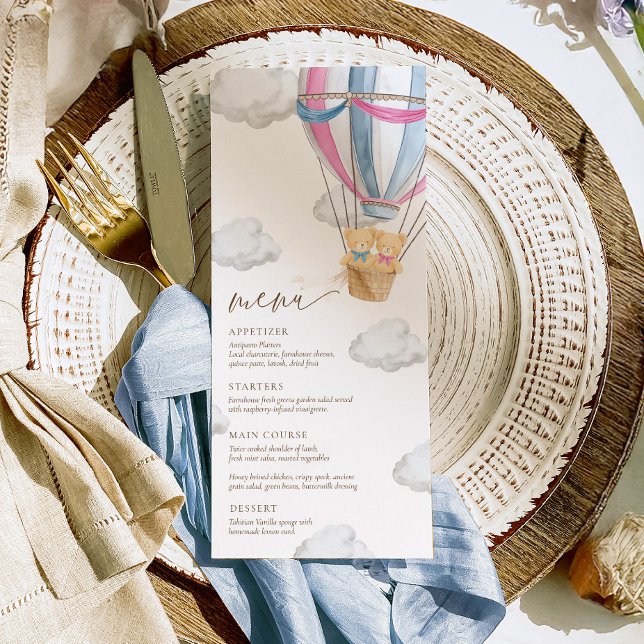 Menu We Can Bearly Wait Twins Baby Shower  (Criador carregado)