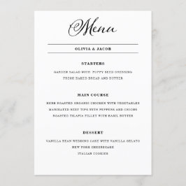 Menu Wedding Charm | Caligrafia negra e branca
