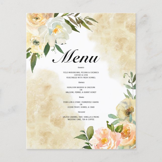 MENU WEDDING de Aquarela Orçamental. Folheto (Frente)
